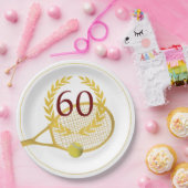 Assiettes En Carton Elégant Modern Gold White Tennis 60e anniversaire (Fête)