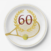 Assiettes En Carton Elégant Modern Gold White Tennis 60e anniversaire (Devant)