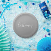 Assiettes En Carton Élégant moderne blanc Script écriture gris dégradé (Fête)