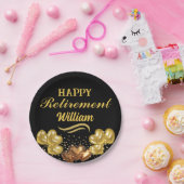 Assiettes En Carton Elégant moderne Noir et or Bonne retraite (Fête)