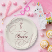 Assiettes En Carton Elegant Monogram Calligraphy Wedding (Fête)