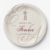 Assiettes En Carton Elegant Monogram Calligraphy Wedding (Devant)