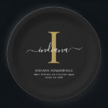 Assiettes En Carton Elegant Monogram Graduation 2026 Party<br><div class="desc">Graduation 2026 Monogram Script Initial Name Grad Party paper plates. Edit and customize with your own name,  initial,  school name and class by clicking the "Personalize" button.</div>