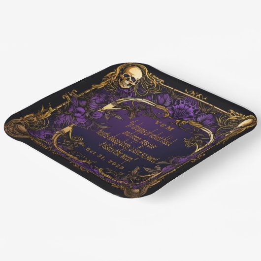 Assiettes En Carton Élégant Monogramme Amour Spell Mariage gothique (Angulaire)