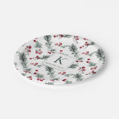 Assiettes En Carton Élégant monogramme botanique de Noël (Angle)