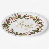 Assiettes En Carton Élégant monogramme de couronne de Noël initial (Angle)