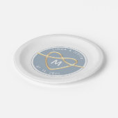 Assiettes En Carton Élégant Monogramme De Mariage (Angle)