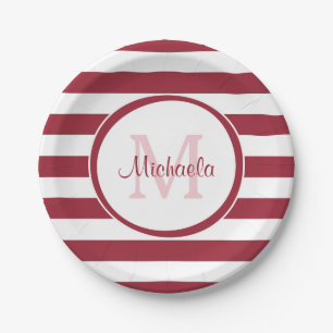Assiettes En Carton Élégant Monogramme épais poivron rouge poivron
