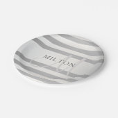 Assiettes En Carton Élégant Monogramme Faux Gris Argent Gris Gris (Angle)