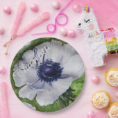 ASSIETTES EN CARTON ÉLÉGANT MONOGRAMME FÊTE ANÉMONE BLANCHE (Fête)
