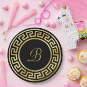 Assiettes En Carton Élégant Monogramme Gold Parties scintillant Clé gr (Fête)