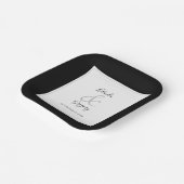 Assiettes En Carton Élégant Monogramme Mariage noir et blanc (Angulaire)