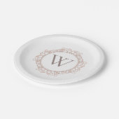 Assiettes En Carton Élégant Monogramme moderne classique Blush ivoire (Angle)