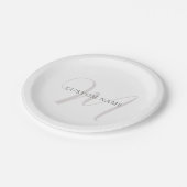 Assiettes En Carton Élégant Monogramme moderne | Gris et blanc (modifi (Angle)