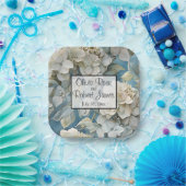 Assiettes En Carton Elégant moody bleu poussiéreux flores d'aquarelle (Fête)