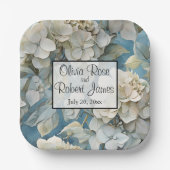 Assiettes En Carton Elégant moody bleu poussiéreux flores d'aquarelle (Recto)