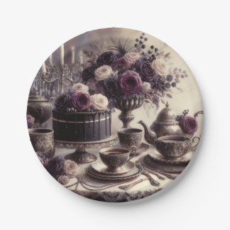 Assiettes En Carton Elegant Moody Twilight Tea Party Paper Plate
