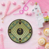 Assiettes En Carton Élégant Motif Art déco Monogram Mariage (Fête)