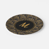 Assiettes En Carton Élégant Motif Black Gold Deco Art (Angle)