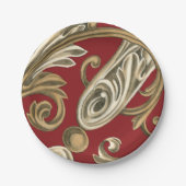 Assiettes En Carton Elégant Motif Botanique avec Foliage Tan (Devant)