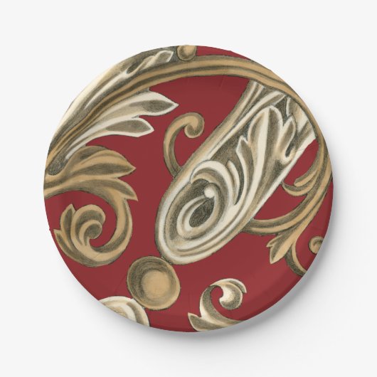 Assiettes En Carton Elégant Motif Botanique avec Foliage Tan (Devant)