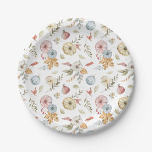 Assiettes En Carton Elégant Motif d'aquarelle d'automne