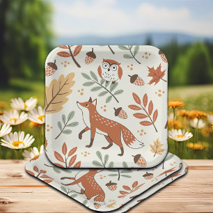 Assiettes En Carton Élégant Motif d'automne scandinave