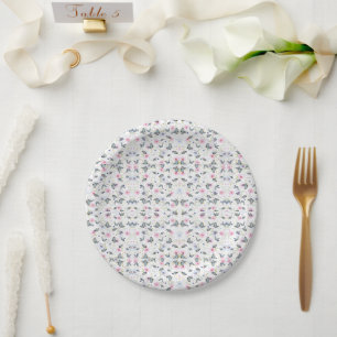 Assiettes En Carton Elégant motif de fleurs et papillons modernes