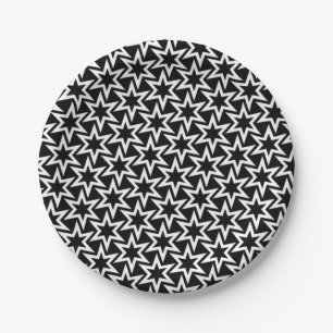 Assiettes En Carton Élégant Motif d'étoile géométrique noir et blanc