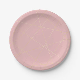 Assiettes En Carton Élégant motif géométrique moderne en or rose p