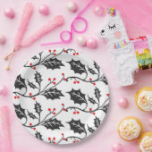 Assiettes En Carton Élégant Motif moderne rouge et noir Holly (Fête)