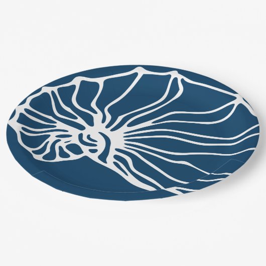 Assiettes En Carton Elégant Motif Sea Shell - Turquoise Blue Ocean The (Angle)