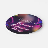 Assiettes En Carton Elégant néon rose noir rétro Sweet 16e anniversair (Angle)