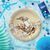 Assiettes En Carton Élégant Noël des rennes d'or (Fête)