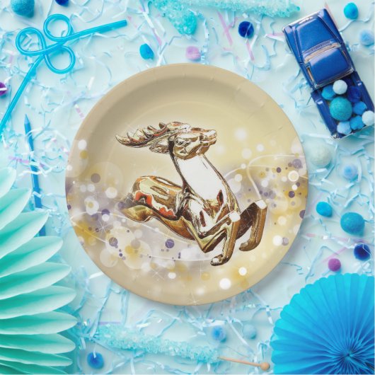 Assiettes En Carton Élégant Noël des rennes d'or (Fête)