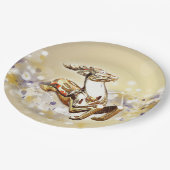 Assiettes En Carton Élégant Noël des rennes d'or (Angle)