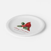 Assiettes En Carton Élégant Noël Rouge Cardinal Oiseau Holly (Angle)