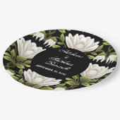 Assiettes En Carton Elégant noir & blanc Mariage floral : Calligraphie (Angle)
