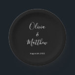 Assiettes En Carton Élégant noir classique minimaliste Mariage<br><div class="desc">Personnalisez facilement en remplaçant chaque info. Vérifiez l'aperçu avant d'ajouter au panier. Afficher le lien de collection sur cette page pour voir tous les éléments correspondants dans cette conception</div>