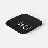 Assiettes En Carton Élégant Noir et Blanc Monogramme Initiales Mariage (Angulaire)