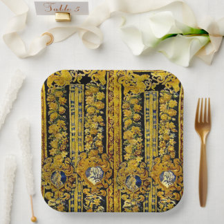 Assiettes En Carton Élégant noir et or