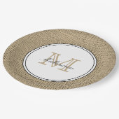 Assiettes En Carton Élégant Nom Monogramme Pays Style Chic Burlap (Angle)