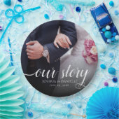 Assiettes En Carton Elegant Notre Histoire Mariage photo manuscrit (Fête)