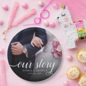 Assiettes En Carton Elegant Notre Histoire Mariage photo manuscrit (Fête)