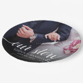 Assiettes En Carton Elegant Notre Histoire Mariage photo manuscrit (Angle)