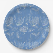 Assiettes En Carton Elégant océane bleu toile (Devant)