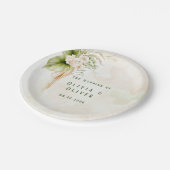 Assiettes En Carton Élégant Olive Green et Mariage or (Angle)