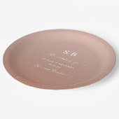 Assiettes En Carton Élégant Ombre Clay et Mariage monogramme rose (Angle)