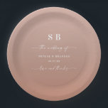 Assiettes En Carton Élégant Ombre Clay et Mariage monogramme rose<br><div class="desc">Elégant Ombre Clay & Rose Monogrammed Mariage Réception Plaques de papier personnalisées. Ce mariage moderne ou tout autre événement Paper Plates design est simple et minimal avec un dégradé de couleur sombre chic et des polices de script de calligraphie signature tendance. Montré dans la palette de couleurs Mariage orange et...</div>