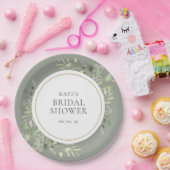 Assiettes En Carton Elégant or Aquarelle Fête des mariées verte (Fête)